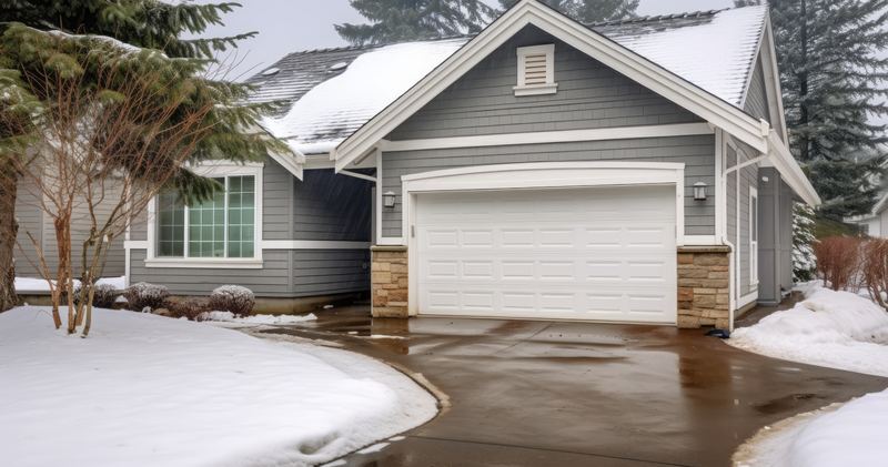 Garage in winter snow